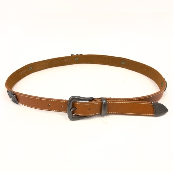 Vintage Ann Taylor Western Leather Concho Belt Womens Medium Southwest Tribal - Picture 2 of 14